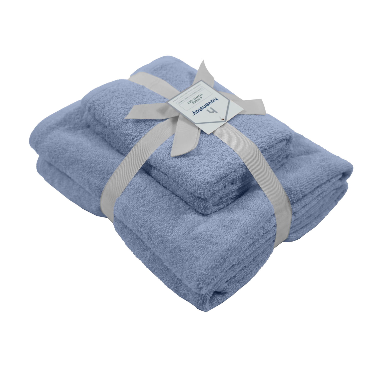 slide 3 of 4, Havenstay Towel Set, 30 in x 52 in & 16 in x 26 in, 4pk, Colony Blue, 4 ct