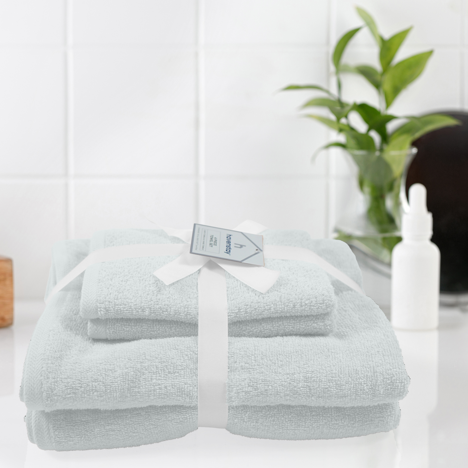 slide 2 of 4, Havenstay Towel Set, 30 in x 52 in & 16 in x 26 in, 4pk, Brilliant White, 4 ct