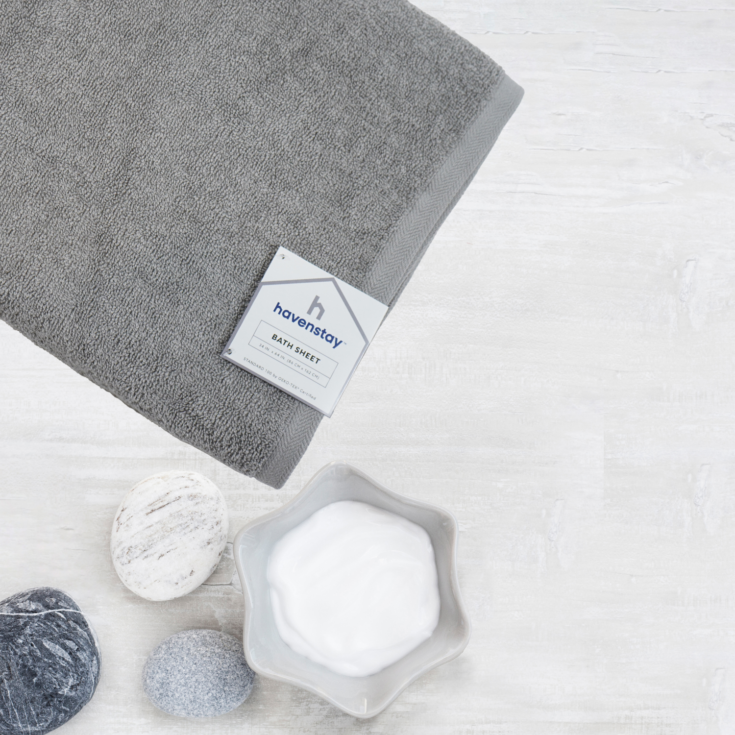 slide 2 of 4, Havenstay Bath Sheet, 34 in x 64 in, Ultimate Gray, 34 x 64 in