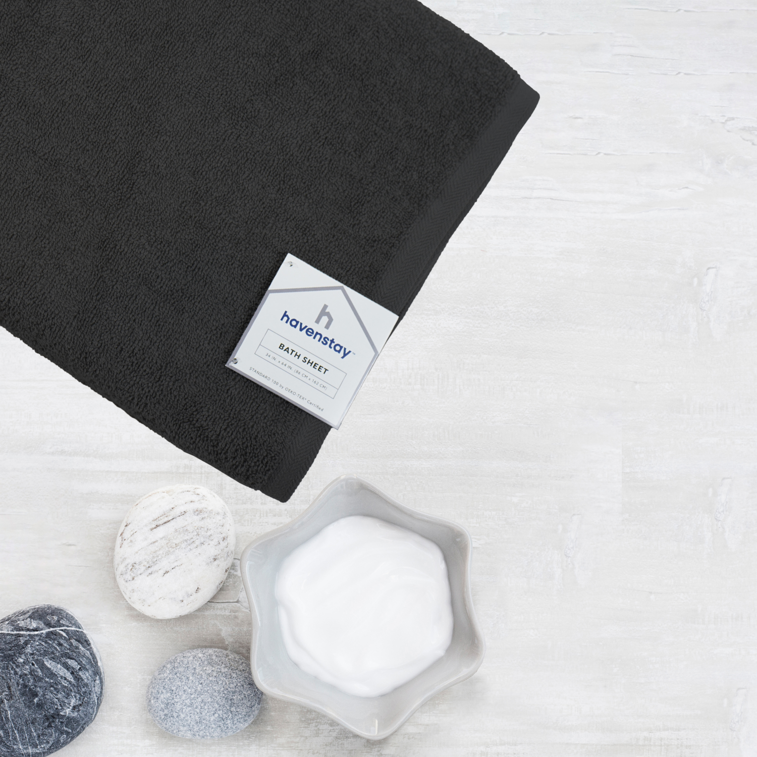 slide 2 of 4, Havenstay Bath Sheet, 34 in x 64 in, Meteorite, 34 x 64 in