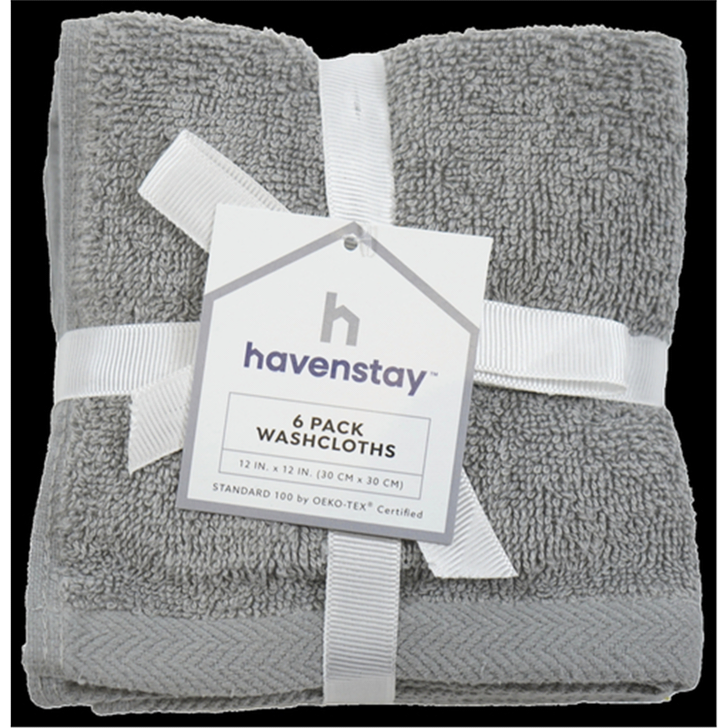 slide 1 of 4, Havenstay Washcloth, 12 in x 12 in, 6pk, Ultimate Gray, 6 ct