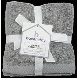 Havenstay Washcloth, 12 in x 12 in, 6pk, Ultimate Gray