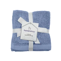 Havenstay Washcloth, 12 in x 12 in, 6pk, Colony Blue