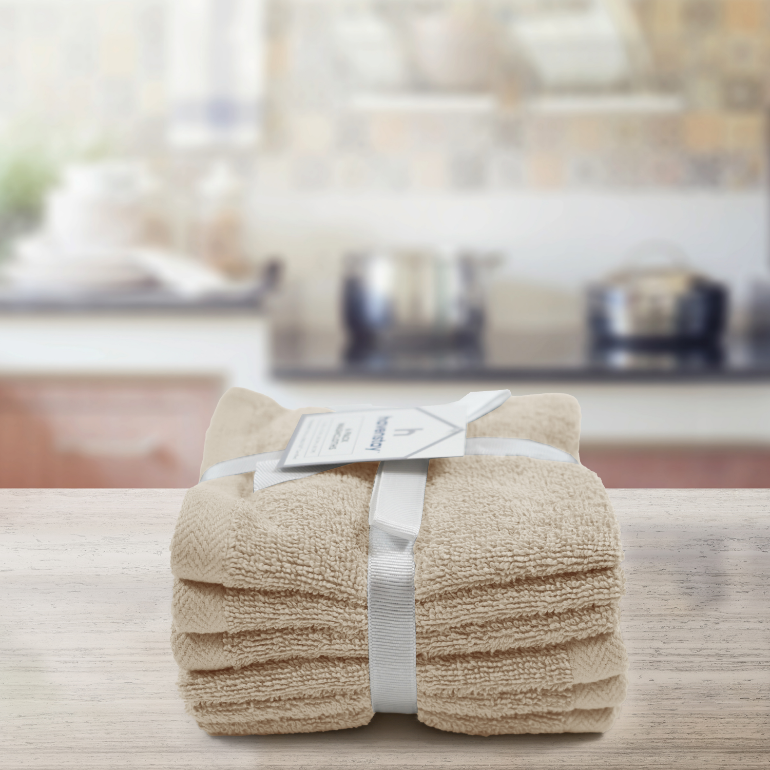 slide 2 of 4, Havenstay Washcloth, 12 in x 12 in, 6pk, Oatmeal, 6 ct