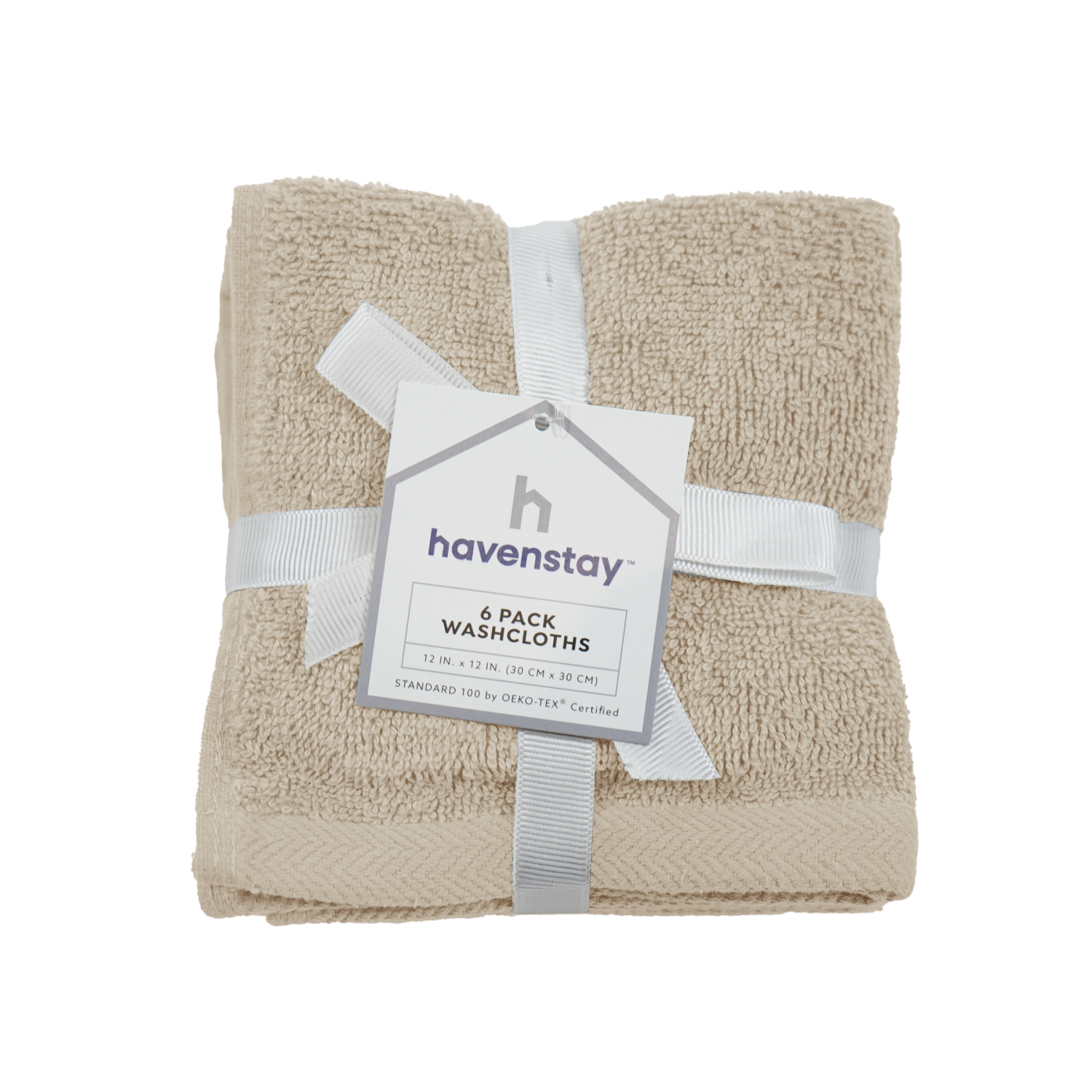 slide 1 of 4, Havenstay Washcloth, 12 in x 12 in, 6pk, Oatmeal, 6 ct