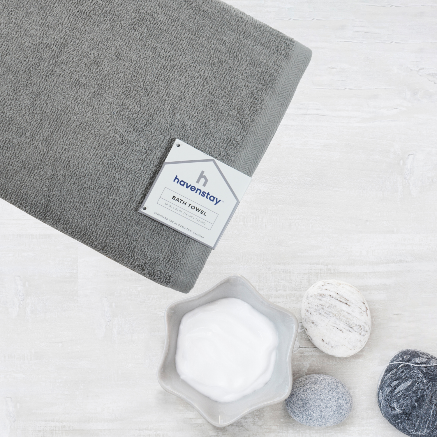 slide 2 of 4, Havenstay Bath Towel, 30 in x 52 in, Ultimate Gray, 30 in x 52 in