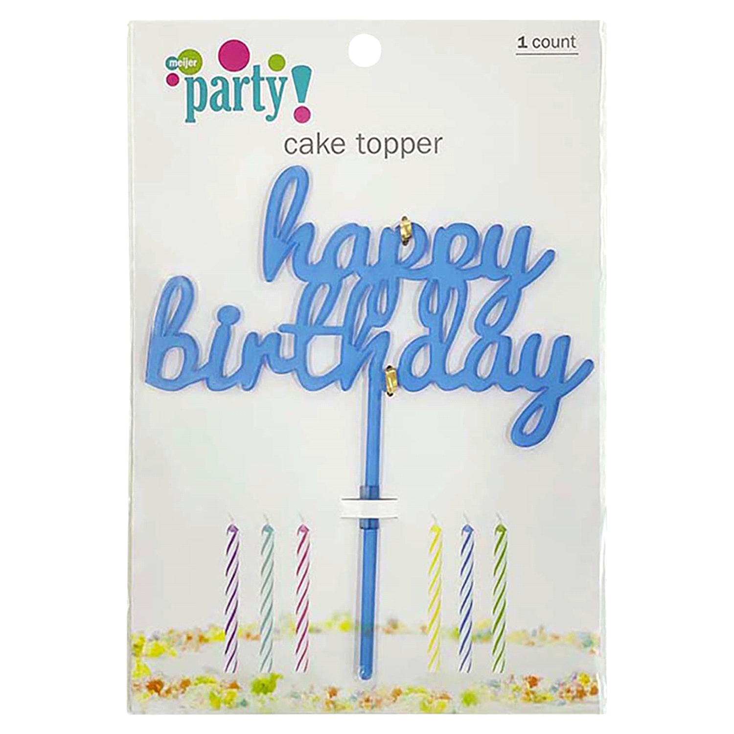 slide 1 of 2, Meijer Acrylic Happy Birthday Cake Topper, 1 ct