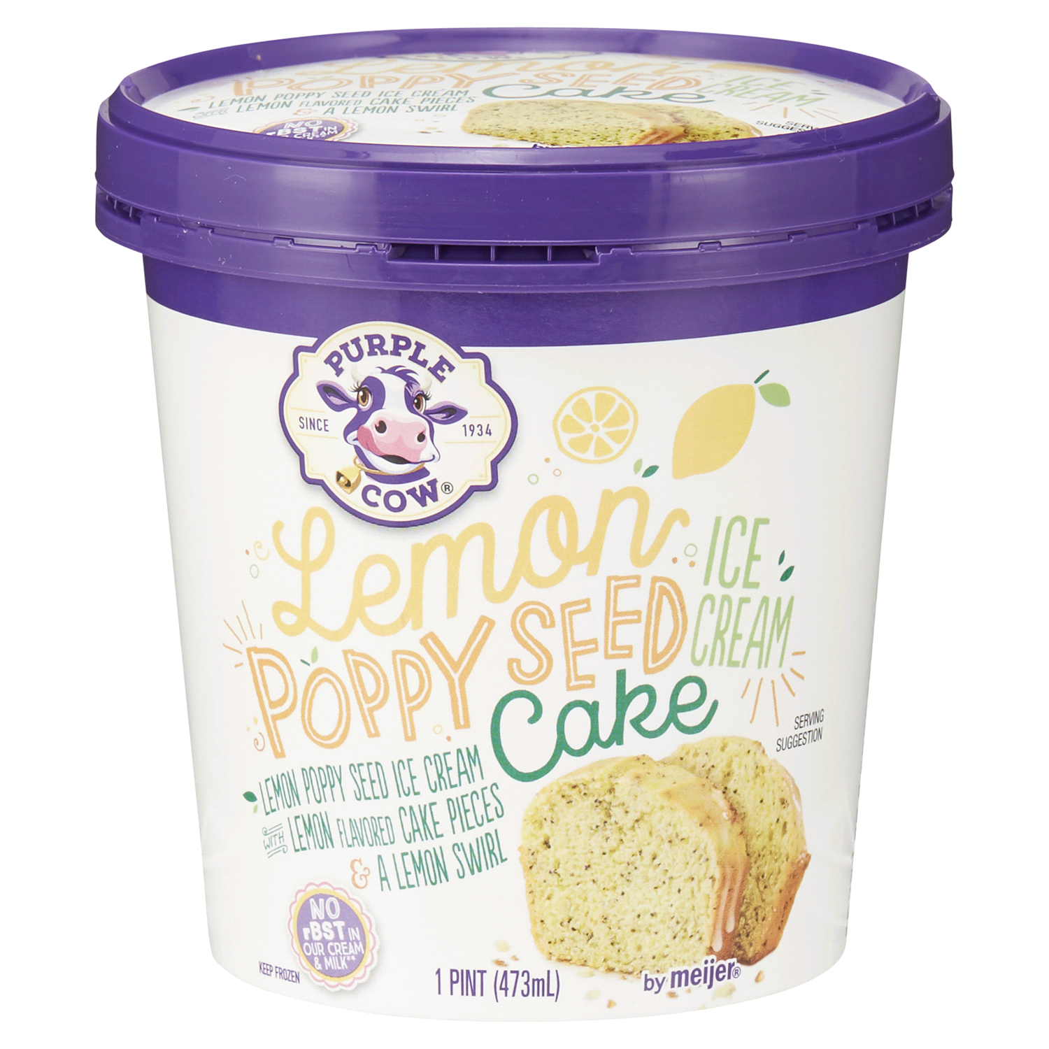 slide 1 of 1, Purple Cow Lemon Poppyseed Cake Ice Cream, 16 oz