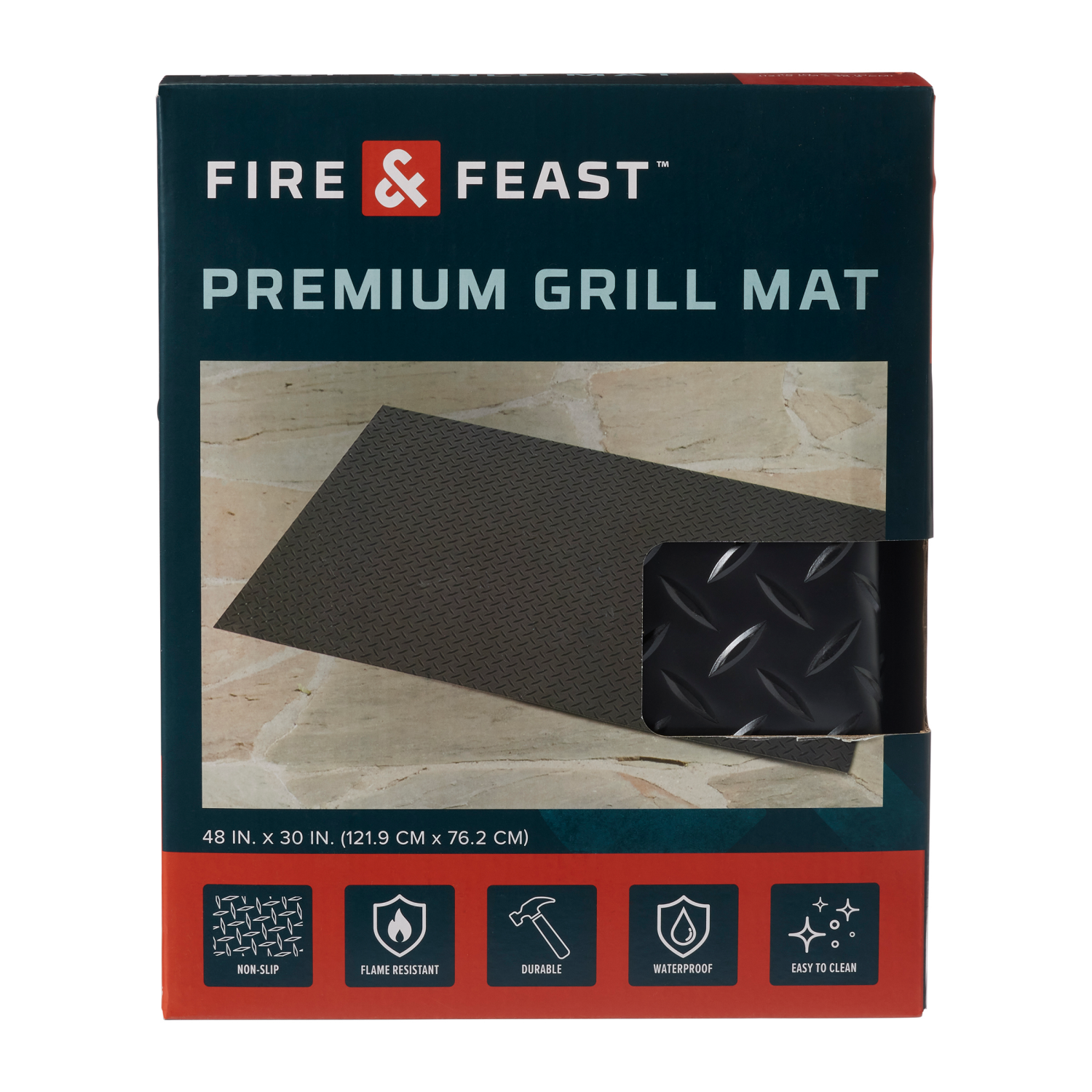 slide 1 of 3, Fire & Feast Eco Grill Mat 30in x 48in Black, 48 in