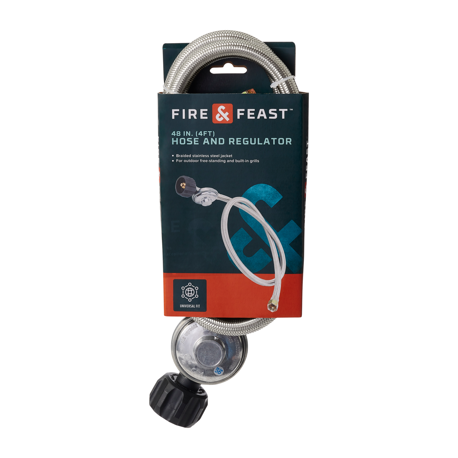 slide 1 of 3, FIRE & FEAST Fire& Feast 4 Feet Universal Hose And Regulator, 4f