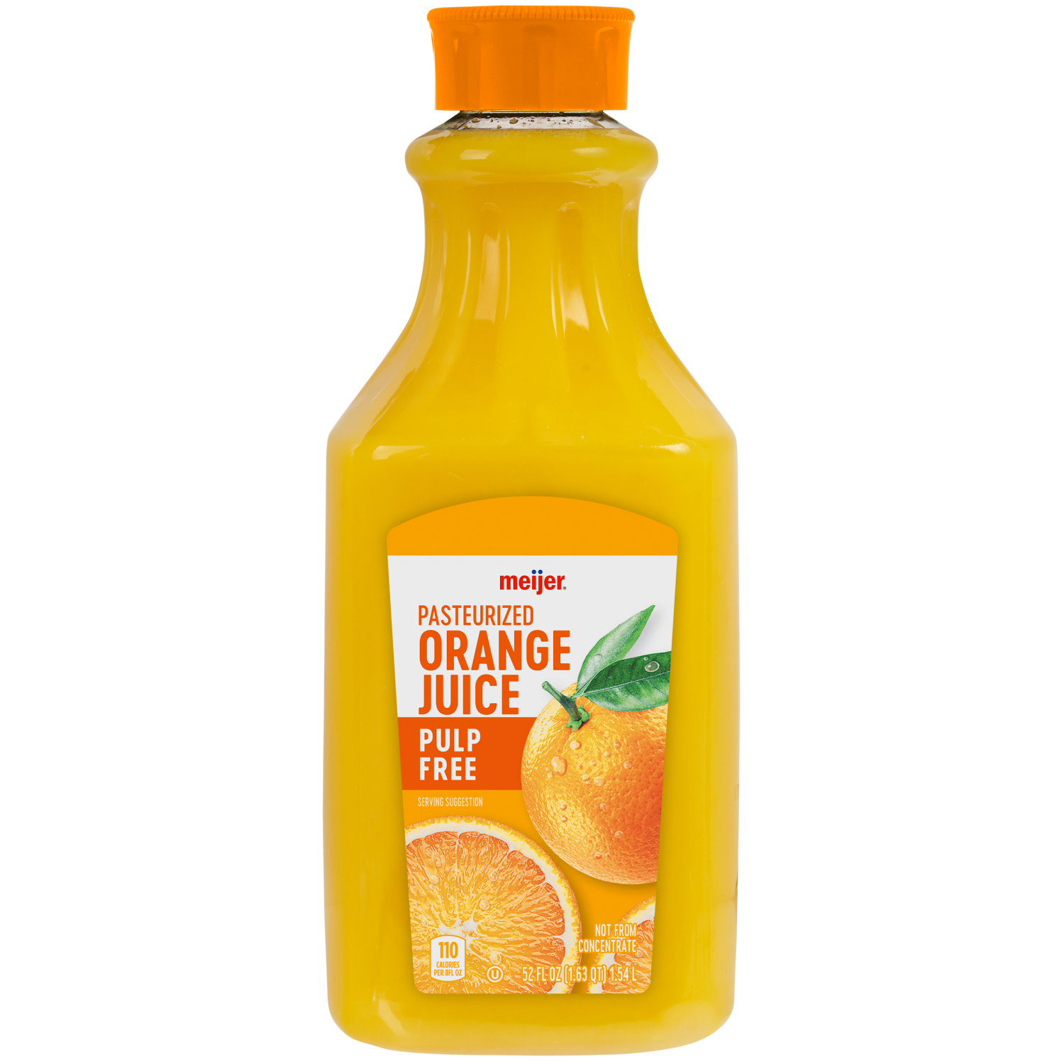 slide 1 of 2, Meijer No Pulp Premium Orange Juice - 52 oz, 52 oz