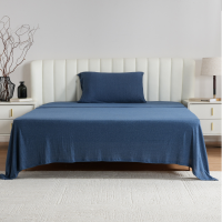 slide 7 of 17, R+R Jersey Knit Sheet Set, Twin XL, Melange Navy, Twin XL