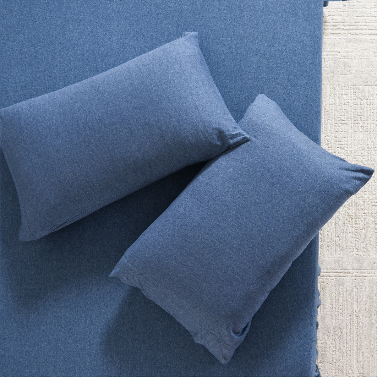 slide 17 of 17, R+R Jersey Knit Pillowcases, Standard, Melange Navy, 1 ct