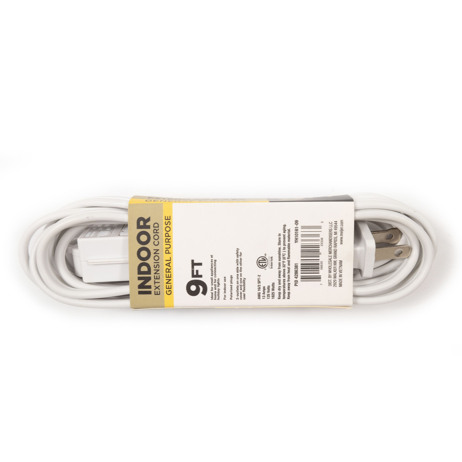 slide 2 of 3, Meijer 16/2 Spt-2 3 Outlet Indoor Extension Cord, White, 9 Ft, 9 ft