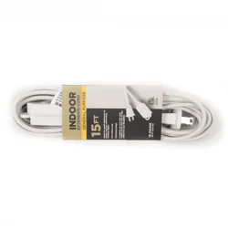 Meijer 3 Outlet Cord, White, 15 Ft