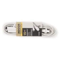 Meijer 3 Outlet Cord, White, 15 Ft