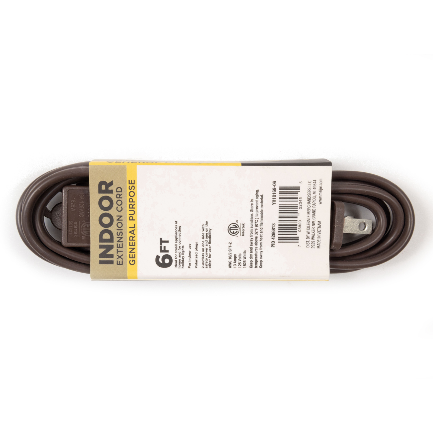 slide 2 of 3, Meijer 16/2 Spt-2 Brown 3 Outlet Extendion Cord, 6 Ft, 6 ft