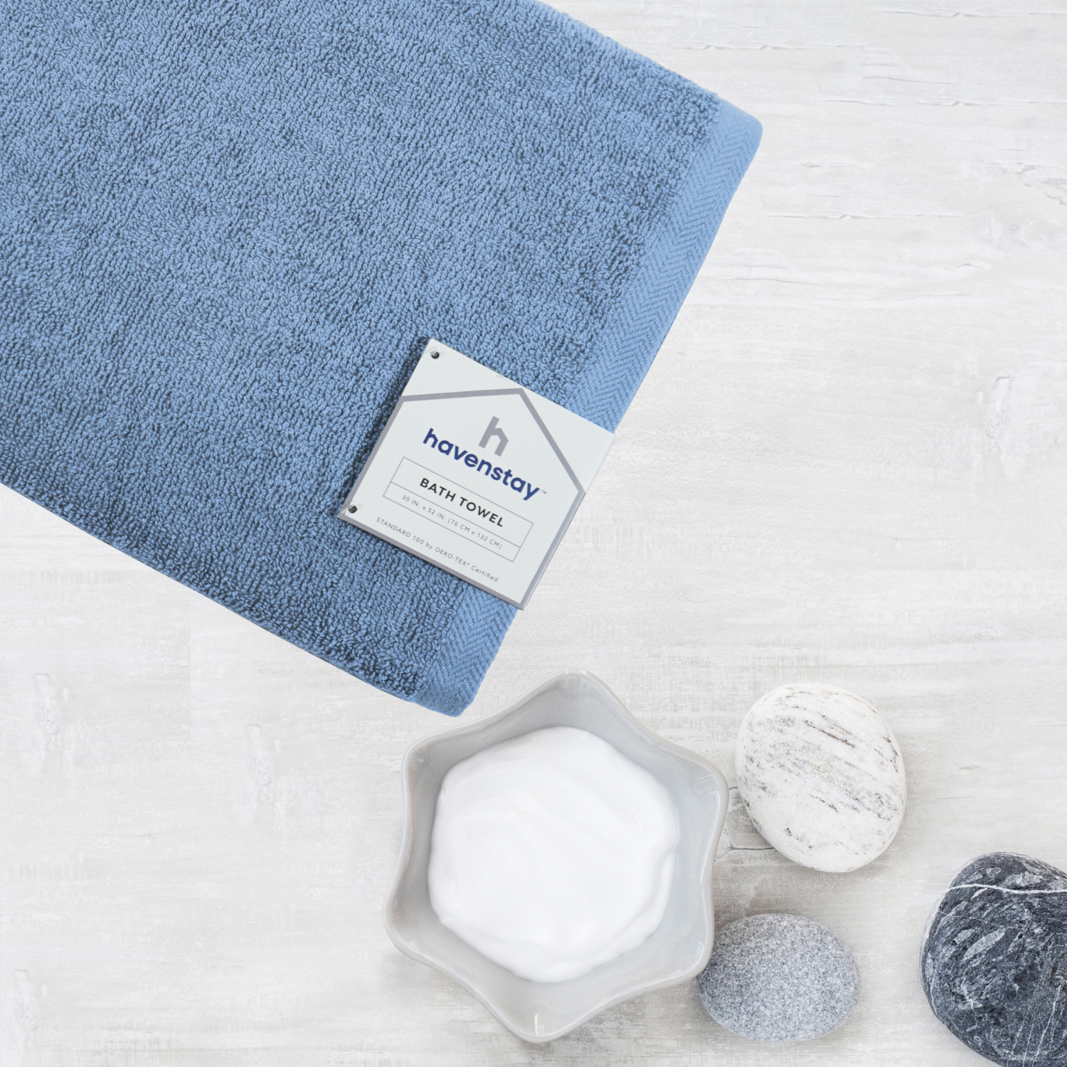 slide 2 of 4, Havenstay Bath Towel, 30 in x 52 in, Colony Blue, 30 in x 52 in