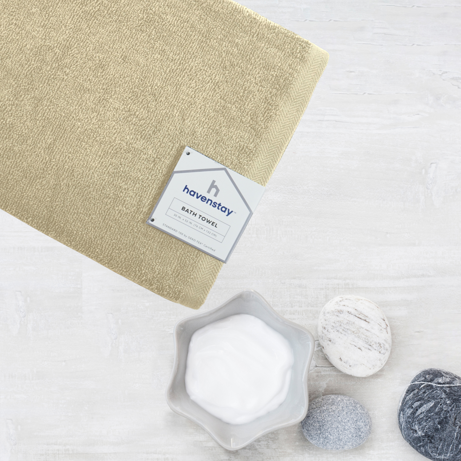 slide 2 of 4, Havenstay Bath Towel, 30 in x 52 in, Oatmeal, 30 in x 52 in