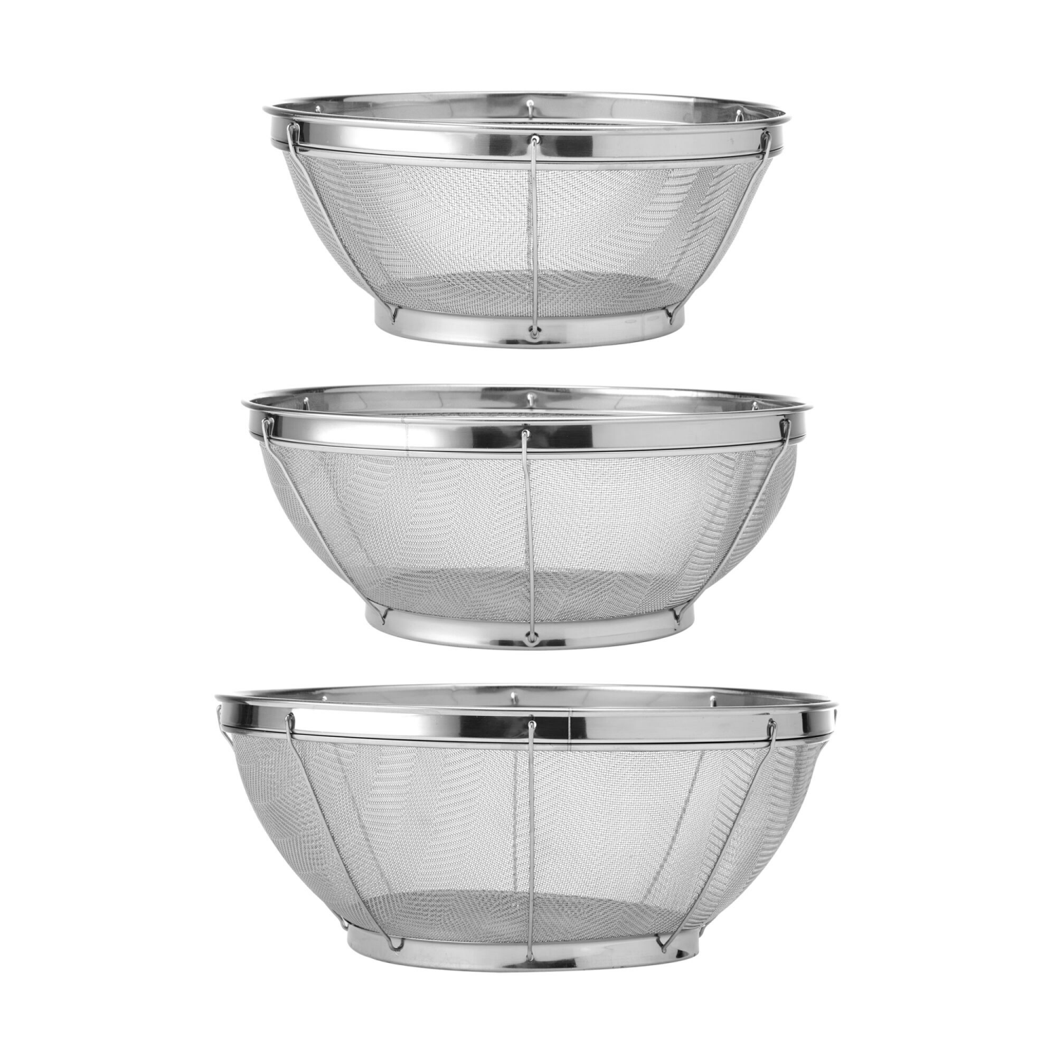 slide 2 of 2, Grand Gourmet Mesh Colanders Stainless Steel Set of 3, 3 ct