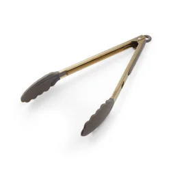 Grand Gourmet Stainless Steel Gold Tongs with Silicone Head 12 Inch