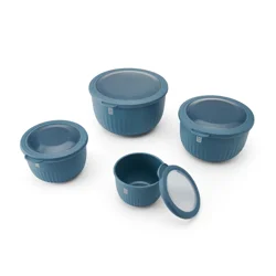 Grand Gourmet Ribbed Bowl Set with Lids 8pc
