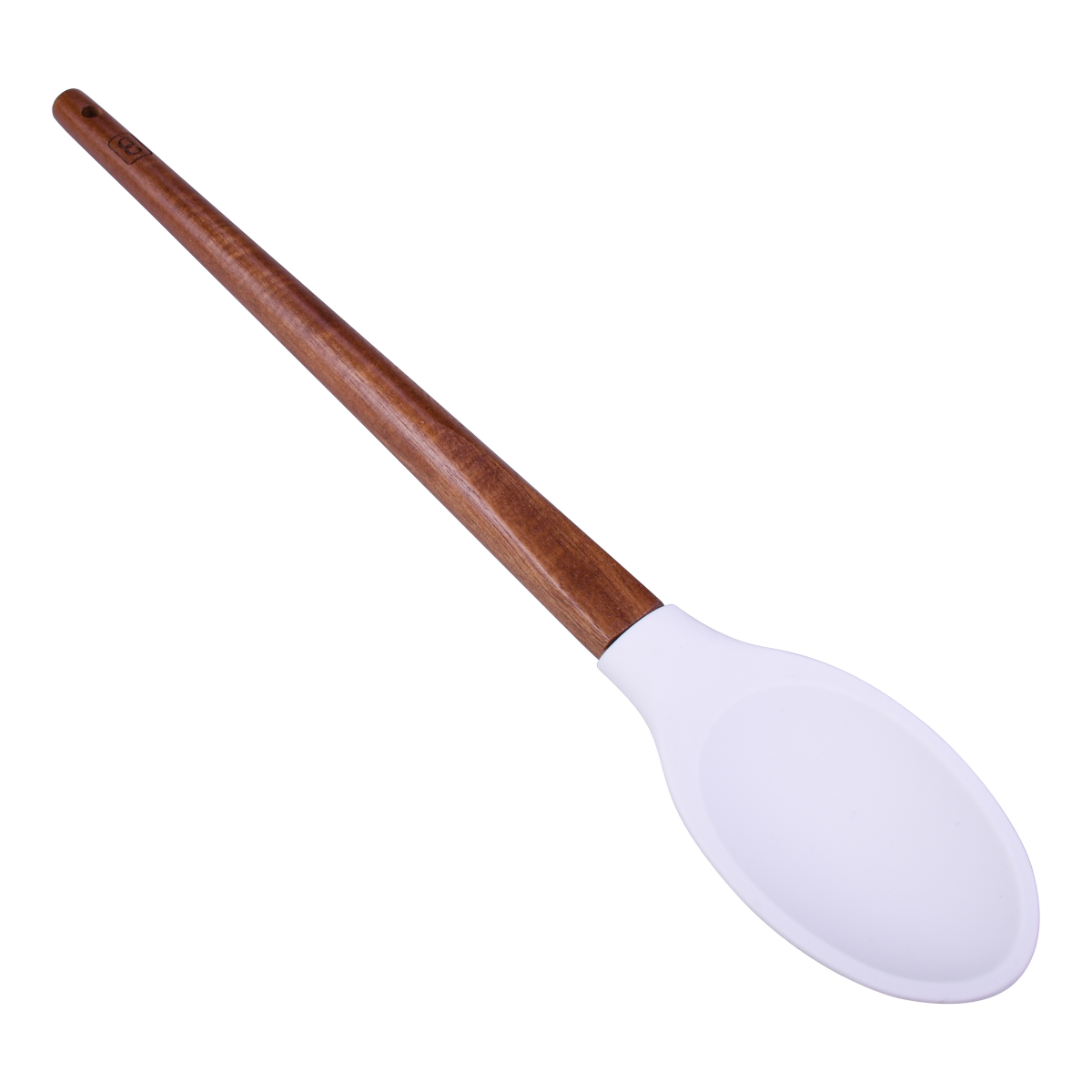 slide 3 of 3, Grand Gourmet Acacia Handle Silicone Spoon, Cream, 12.99 in