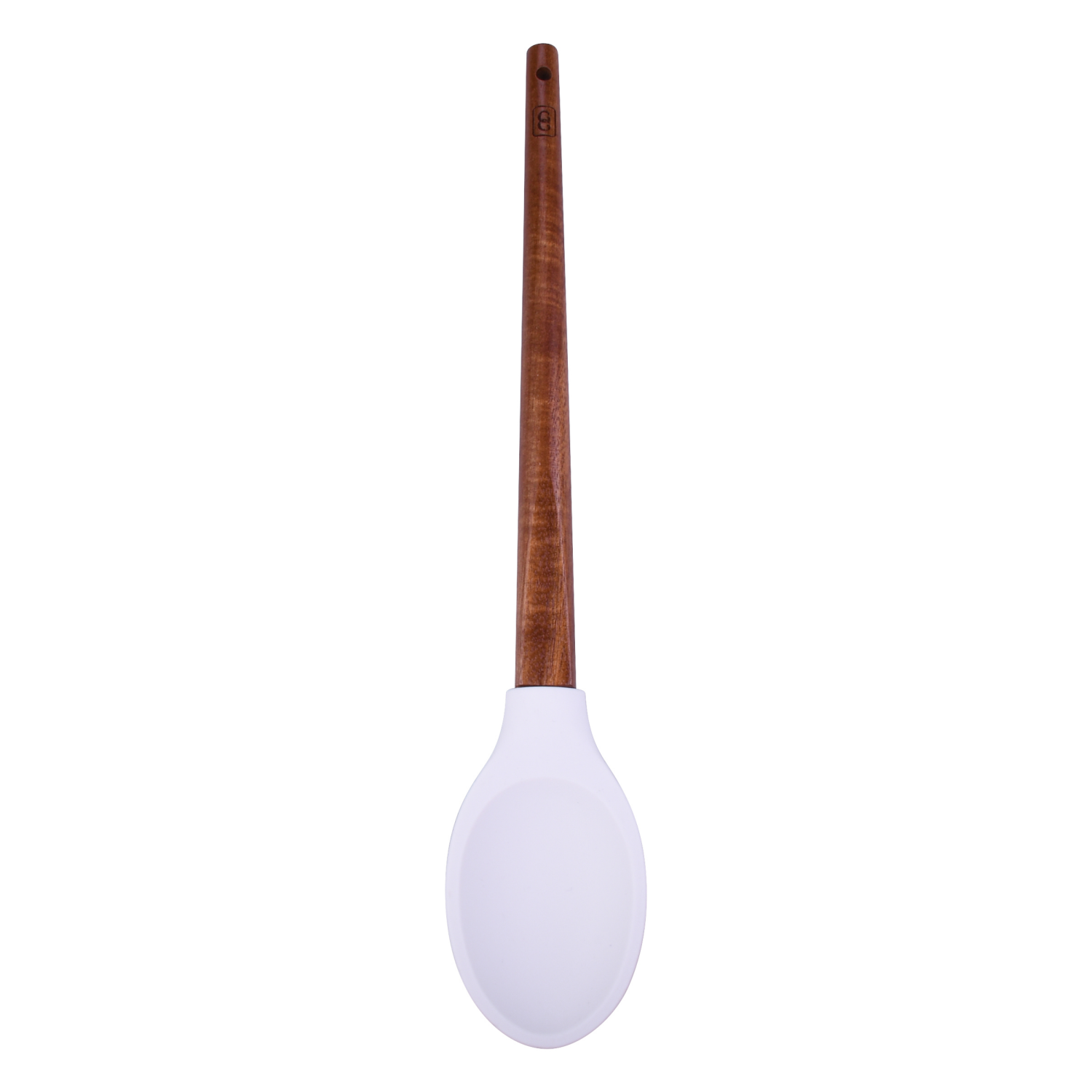 slide 1 of 3, Grand Gourmet Acacia Handle Silicone Spoon, Cream, 12.99 in
