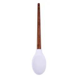 Grand Gourmet Acacia Handle Silicone Spoon, Cream