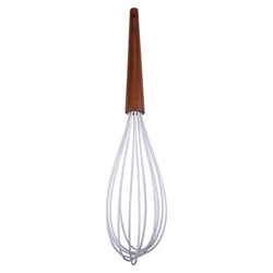 Grand Gourmet Acacia Handle Silicone Whisk, Cream
