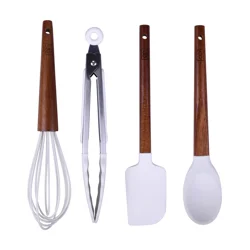 Grand Gourmet Mini Acacia Silicone Utensil set, 4 Pieces