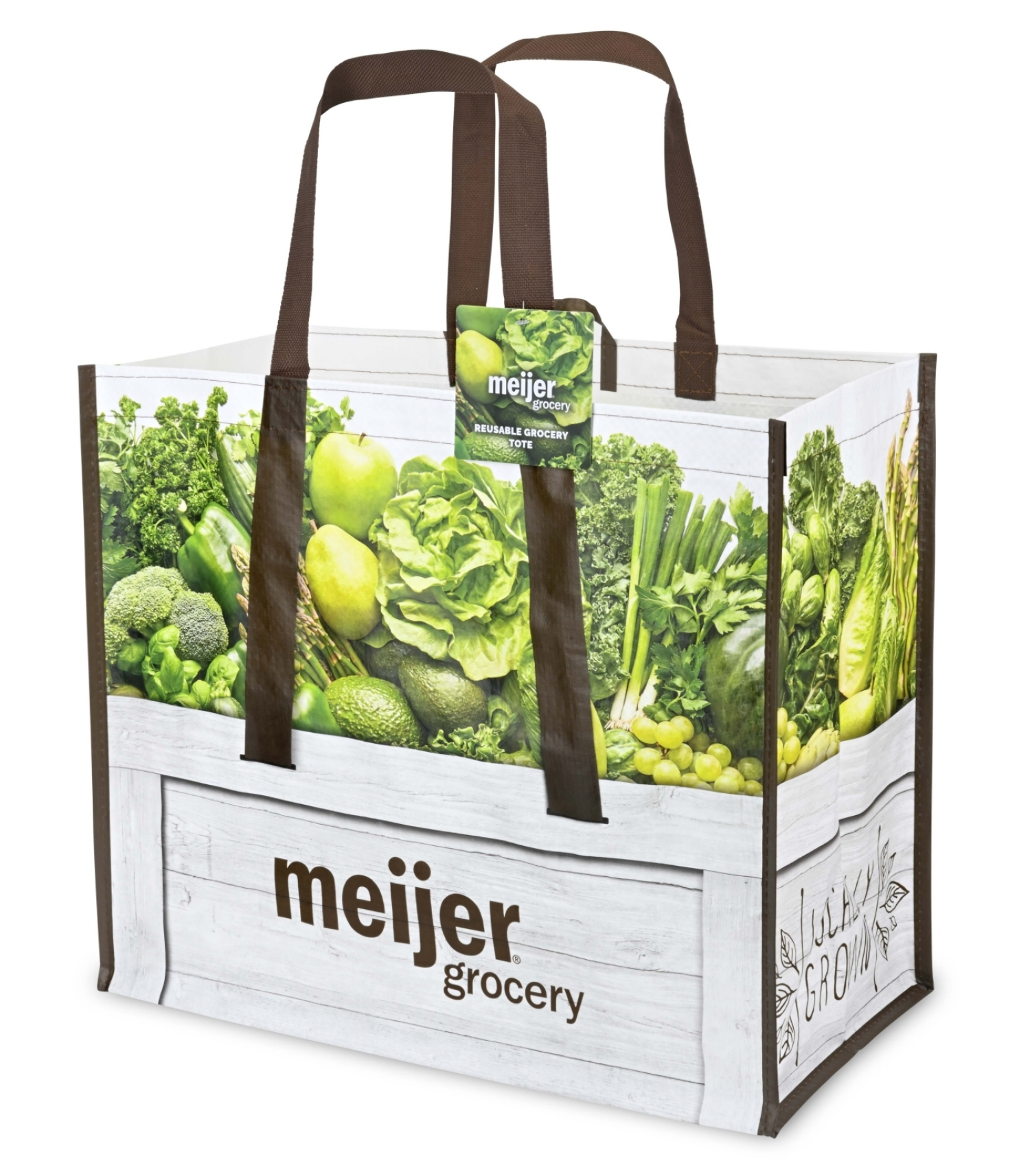 slide 2 of 2, Meijer Grocery Reusable Bag Big Basket Fresh Greens, 1 ct