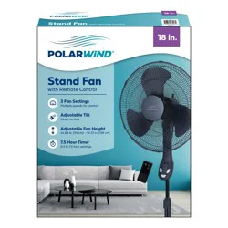 Polar Wind Stand Fan W/ Remote Black, 18 In