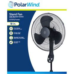 Polar Wind Stand Fan W/ Remote Black, 18 in