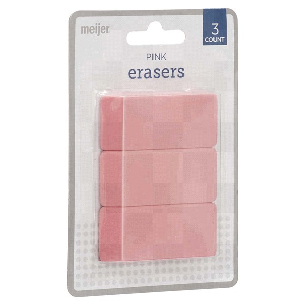 slide 17 of 29, Meijer Pink Eraser Pack, 3 ct