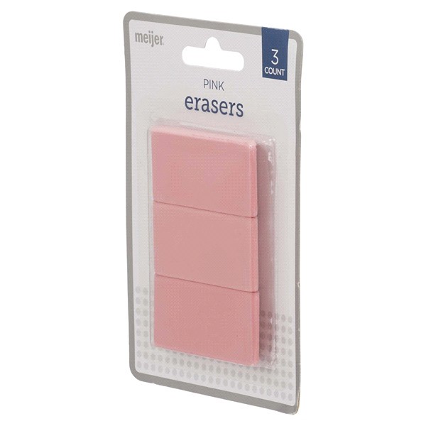 slide 29 of 29, Meijer Pink Eraser Pack, 3 ct