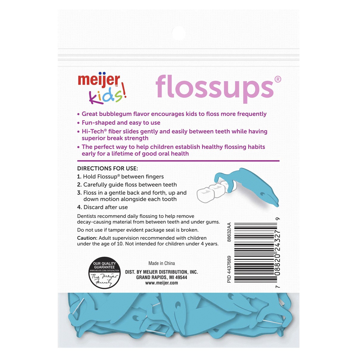 slide 2 of 2, Meijer Kids Flossup, Bubble Gum Flavor, 75 ct
