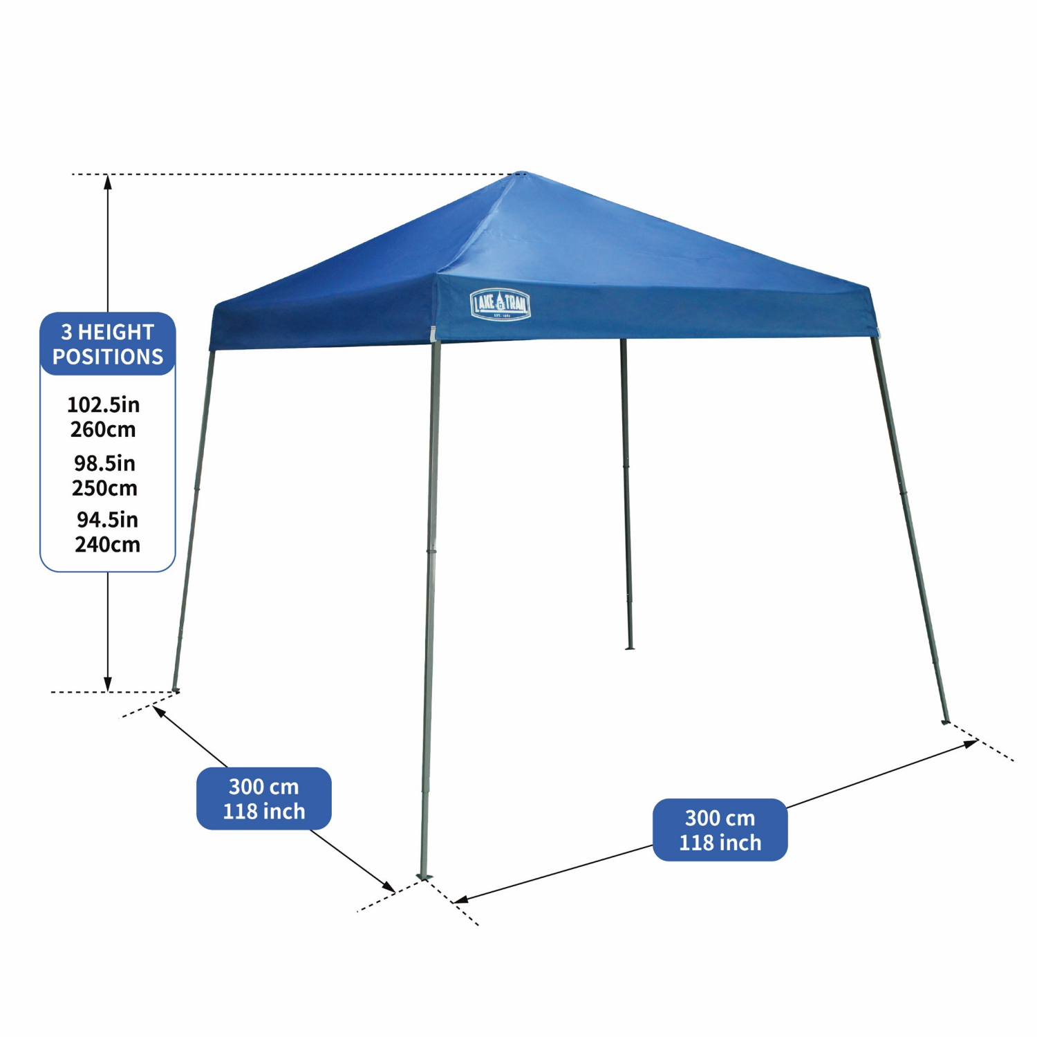 slide 2 of 7, Lake & Trail Slant Leg Canopy Blue 10X10, 10 x 10 