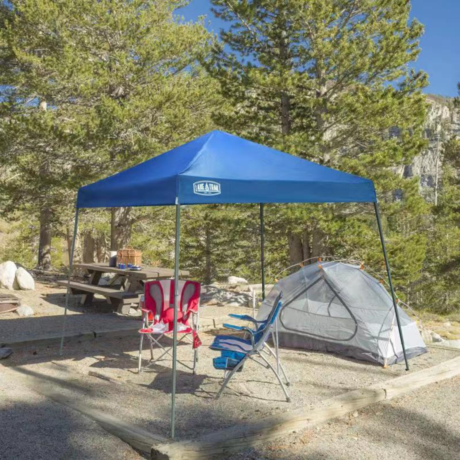 slide 6 of 7, Lake & Trail Slant Leg Canopy Blue 10X10, 10 x 10 