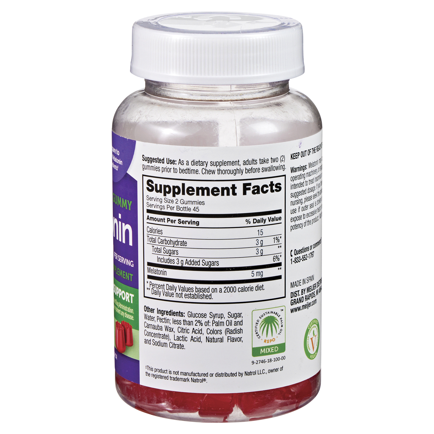 slide 3 of 5, Meijer Melatonin Gummy, 90 ct 5 mg