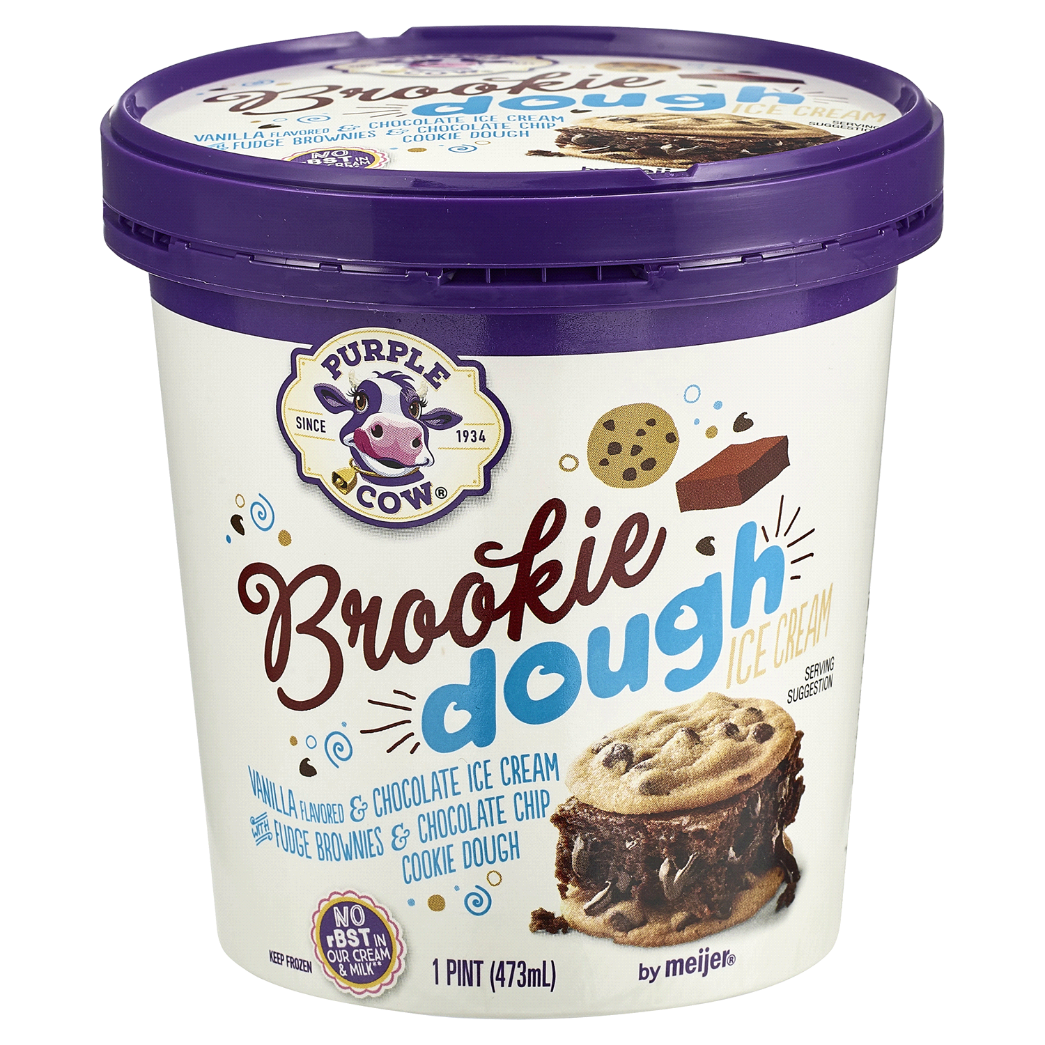 slide 1 of 1, Purple Cow Brookie Dough Ice Cream, 16 oz