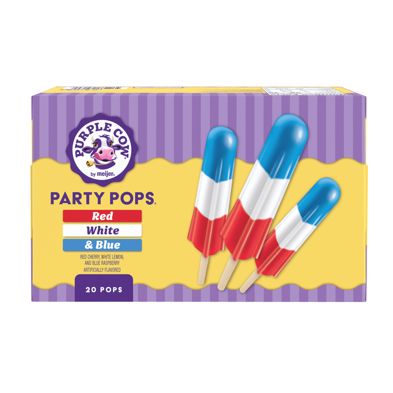 slide 6 of 6, Purple Cow Red White & Blue Party Pops, 20 ct