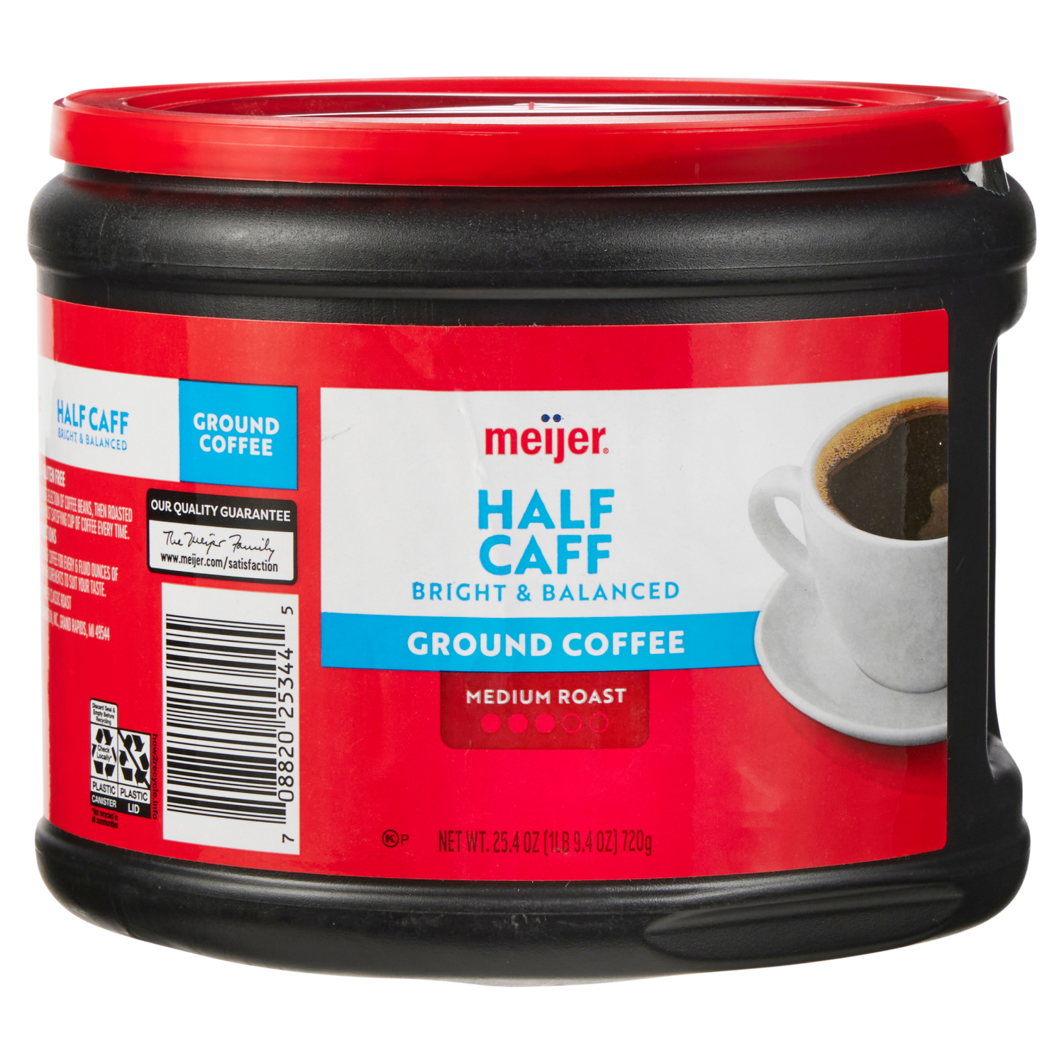 slide 5 of 8, Meijer Classic Roast Half Caffeine Ground Coffee - 25.4 oz, 25.4 oz