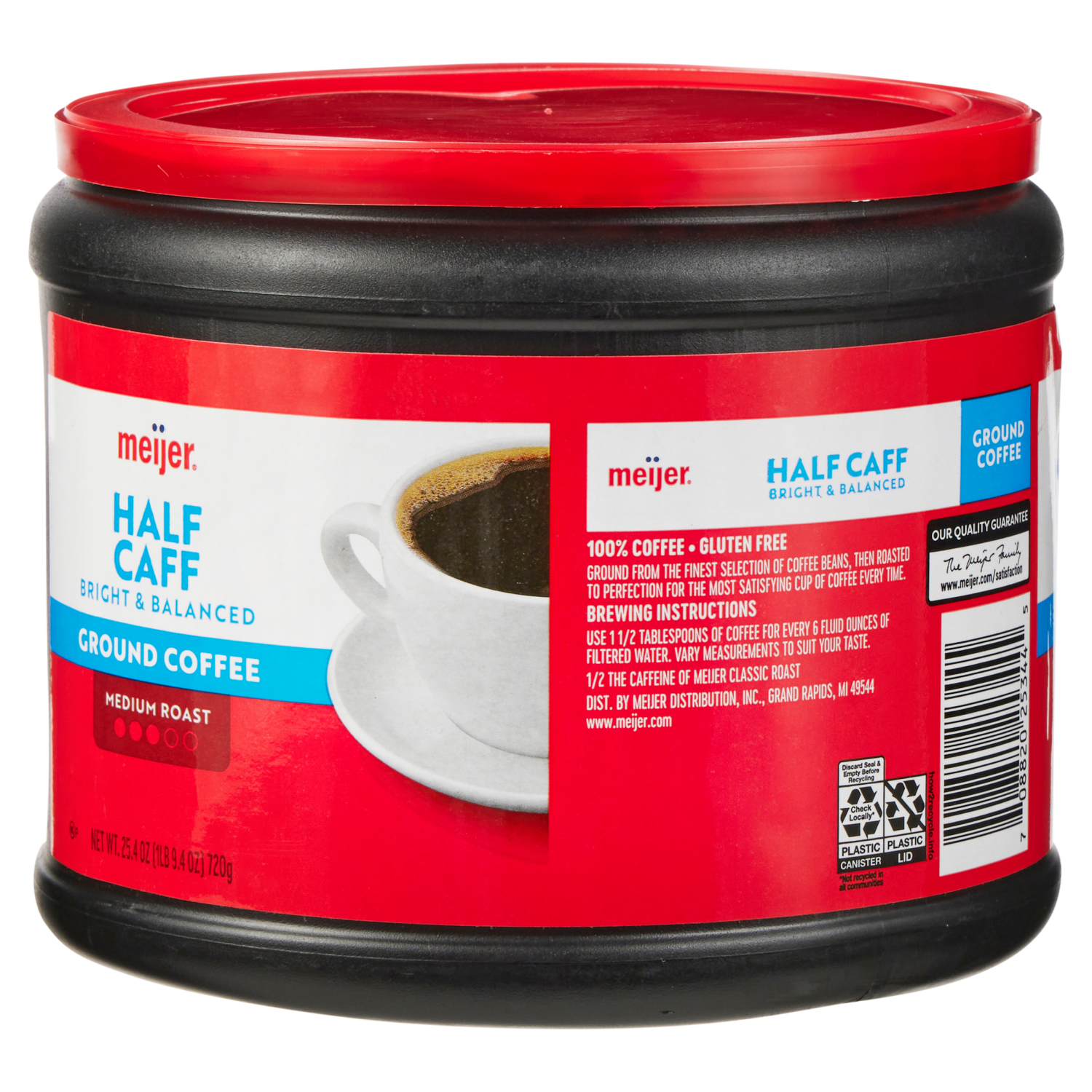 slide 7 of 8, Meijer Classic Roast Half Caffeine Ground Coffee - 25.4 oz, 25.4 oz