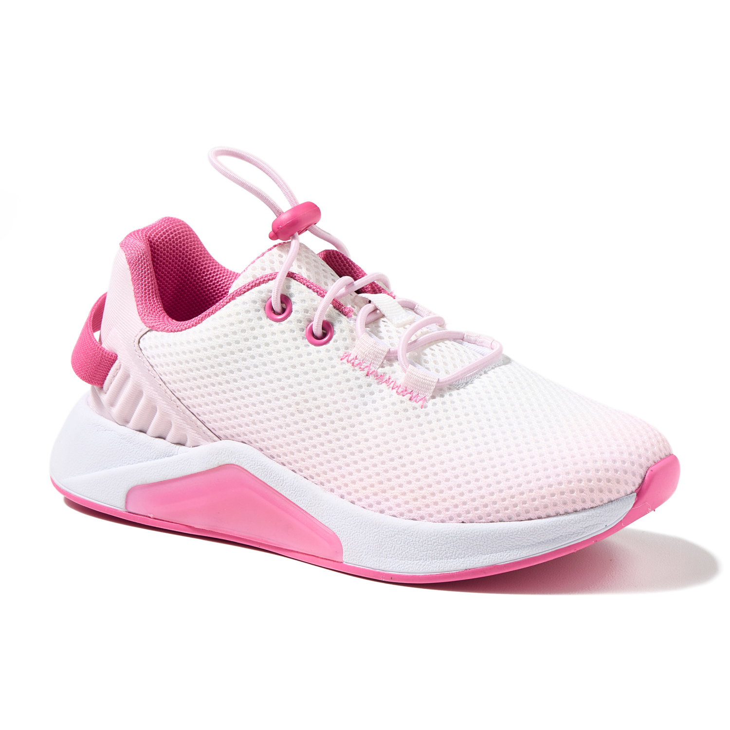 slide 1 of 6, Vively Girls' Alvy Athletic Shoes, White/Light pink/Dark pink, Size 12, Size 12