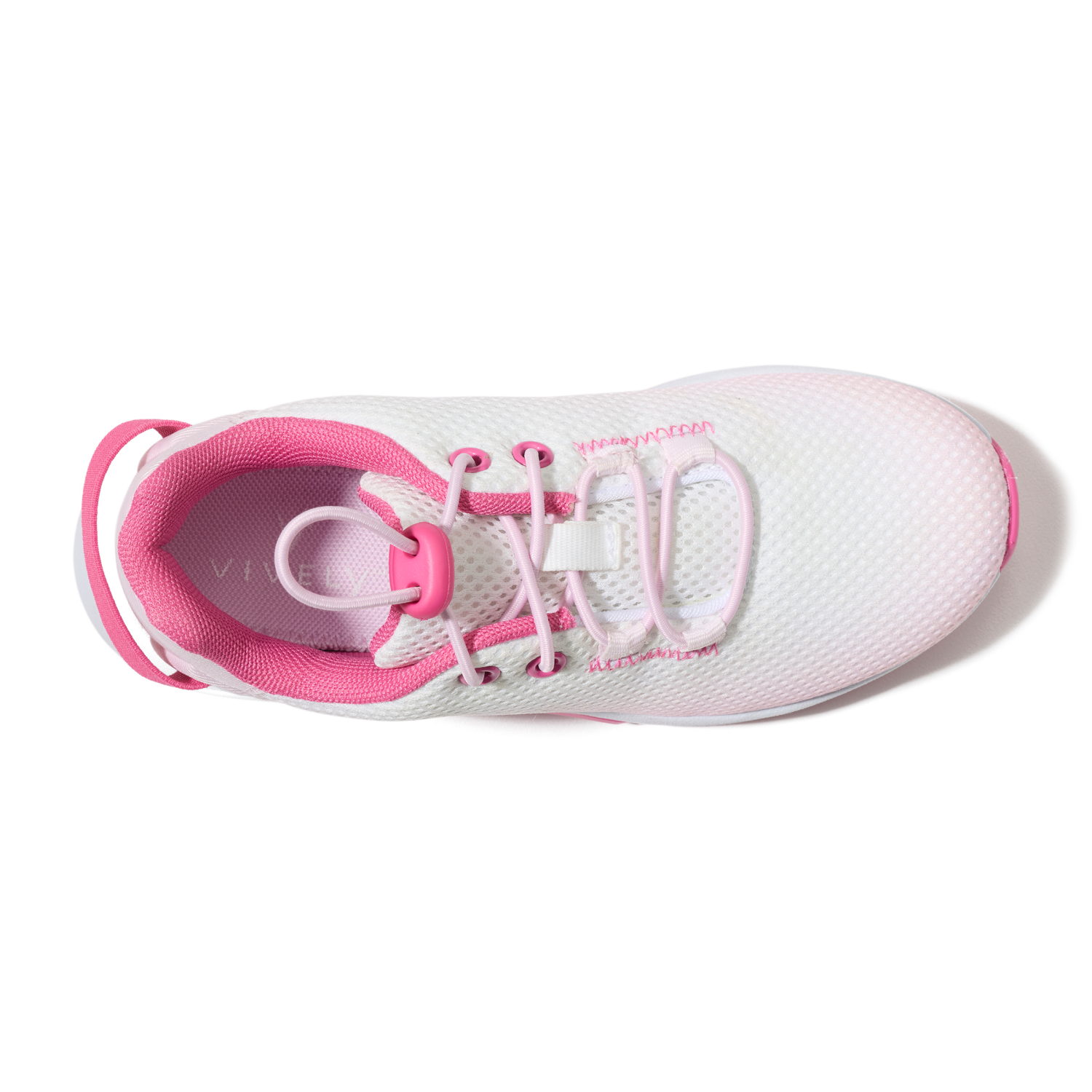 slide 6 of 6, Vively Girls' Alvy Athletic Shoes, White/Light pink/Dark pink, Size 2, Size 2
