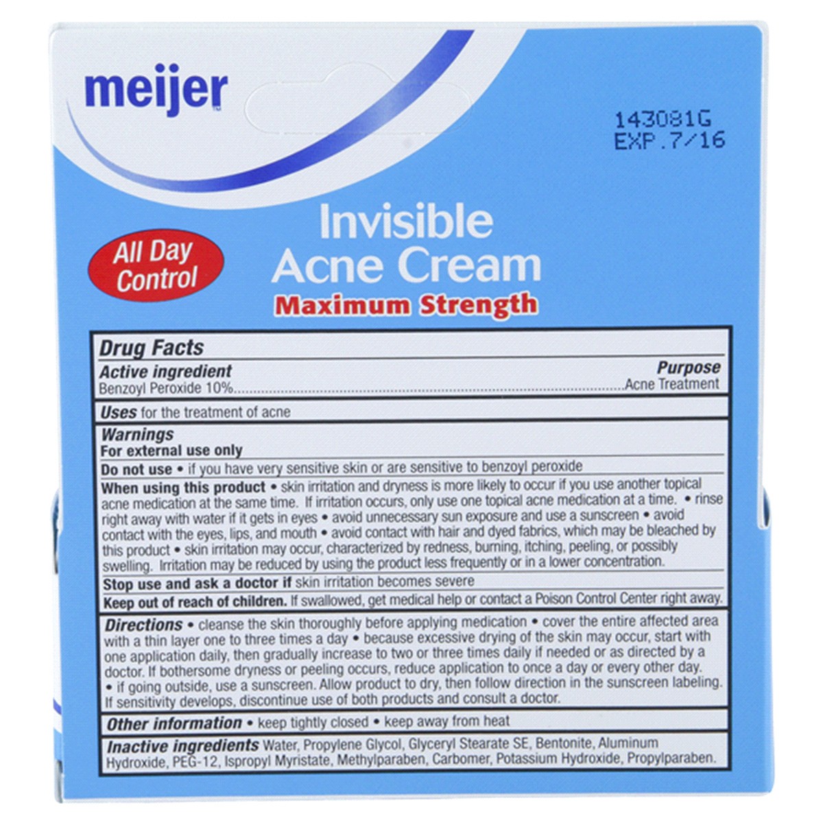 slide 2 of 3, Meijer Invisible Acne Cream, 1 oz