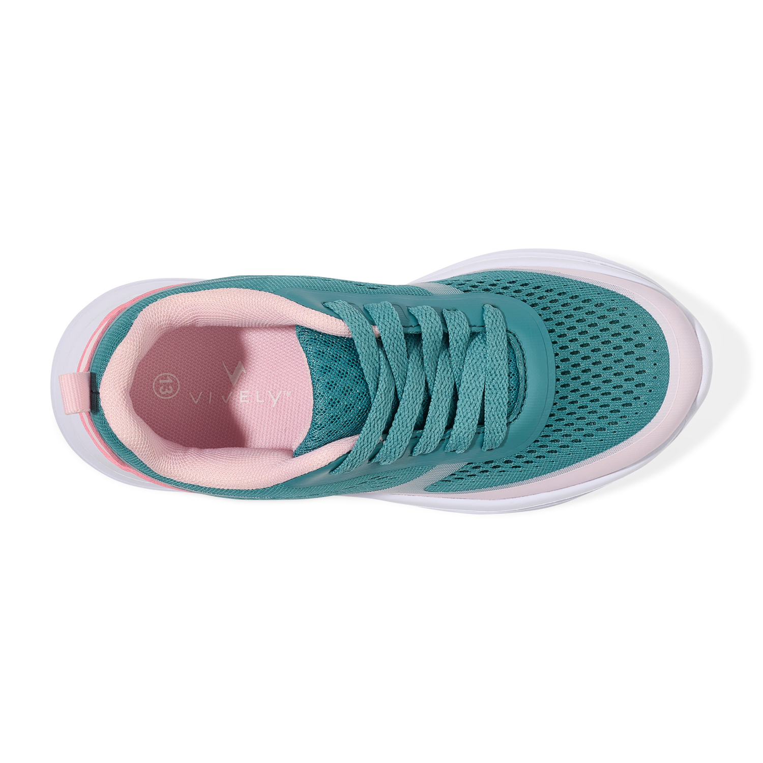 slide 6 of 6, Vively Girls' Galae Athletic Shoes Teal/Pink, Size 1, Size 1