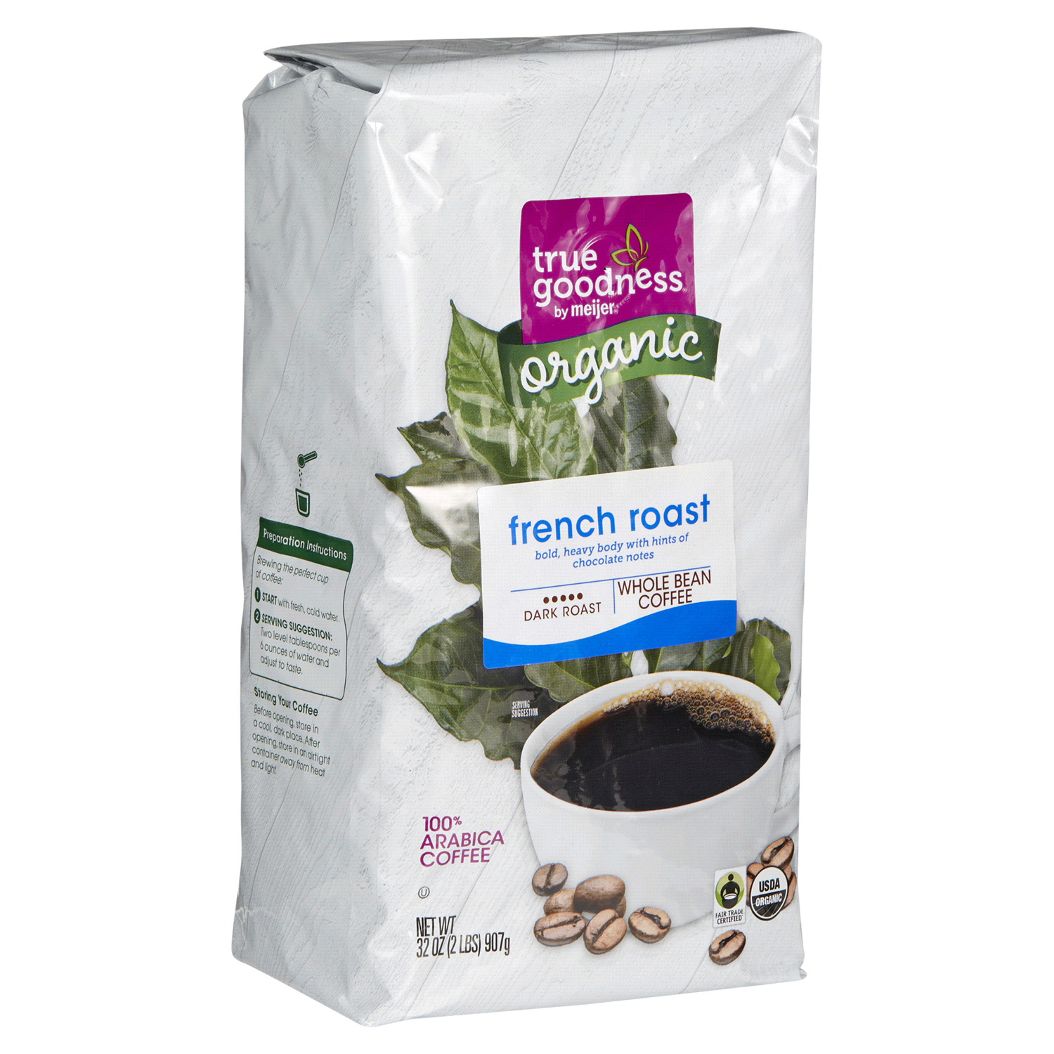 slide 4 of 5, True Goodness Organic French Roast Whole Bean Coffee, 32 oz, 32 oz