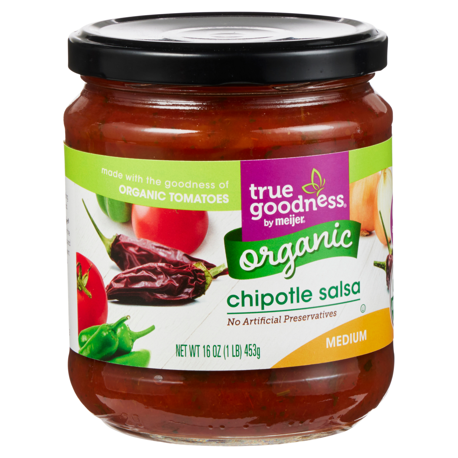 slide 6 of 8, True Goodness Organic Medium Chipotle Salsa, 16 oz, 16 oz